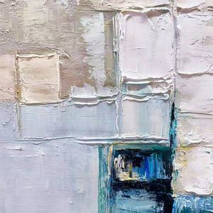 Peinture à l'huile douce et neutre peinte à la main, texture 3D, art mural abstrait minimaliste décoratif pour salon et espaces de vie modernes - Product Image 2