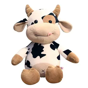 Jouet en peluche de vache Super mignon, Animal en peluche, coussin de câlin doux et moelleux pour ami, fabricant OEM