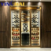YINGHAI Armoire à vin double zone en acier inoxydable sur mesure avec étagères en bois et éclairage LED pour villa et bar à domicile