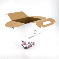 Boîte à poignée en carton ondulé blanche personnalisée avec motif floral pour emballage de gâteaux et cadeaux de mariage