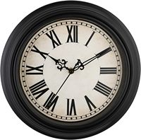 Jam Dinding Vintage Bingkai Hitam Antik Dial Putih Klasik Angka Romawi Hitam Gerakan Quartz Senyap Tanpa Bunyi Tik-tok untuk Kantor
