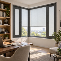 Fenêtre en aluminium à double vitrage avec stores vénitiens intégrés à commande magnétique pour maison et villa modernes