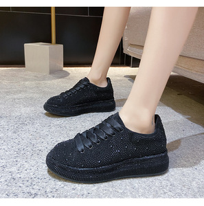 Colección Europea 2026, Nuevas <span class=keywords><strong>Zapatillas</strong></span> Deportivas con Plataforma y Pedrería para <span class=keywords><strong>Mujer</strong></span>, Tallas Grandes, con Cordones Delanteros, Transpirables, de PU, Estilo Deportivo Casual - Product Image 3