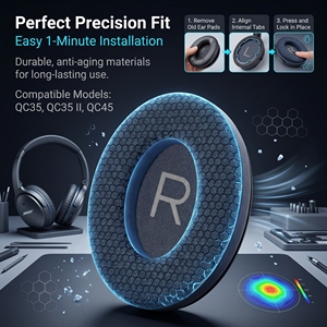 Almohadillas de Repuesto para Auriculares QuietComfort 25 con Gel Refrigerante y Malla, para QC25 QC15 <span class=keywords><strong>AE2</strong></span> QC45, Cubiertas para Auriculares con Reducción de Ruido - Product Image 4