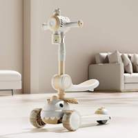 Trottinette à 3 roues en alliage d'aluminium, pliable, réglable en hauteur, pour enfants, avec siège lumineux et sons pour les jeux en plein air