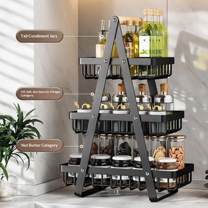 Panier de rangement triangulaire <span class=keywords><strong>à</strong></span> double couche en fil métallique avec poignée, fonction d'égouttage, pour bureau - Product Image 2
