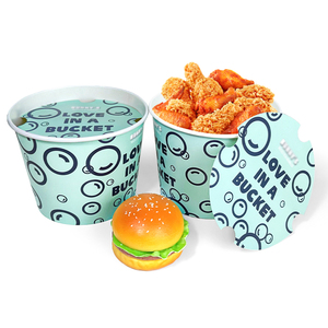 Gobelet en papier imprimé jetable de qualité alimentaire personnalisé de 32 46 64 85 130 150 170 oz pour seau de poulet frit avec couvercle - Product Image 1