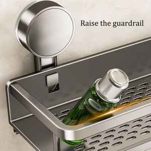 Étagère de salle de bain à ventouse, pas besoin de percer ou de clouer, toilette en aluminium murale, <span class=keywords><strong>rangement</strong></span> mural pour salle de bain - Product Image 4
