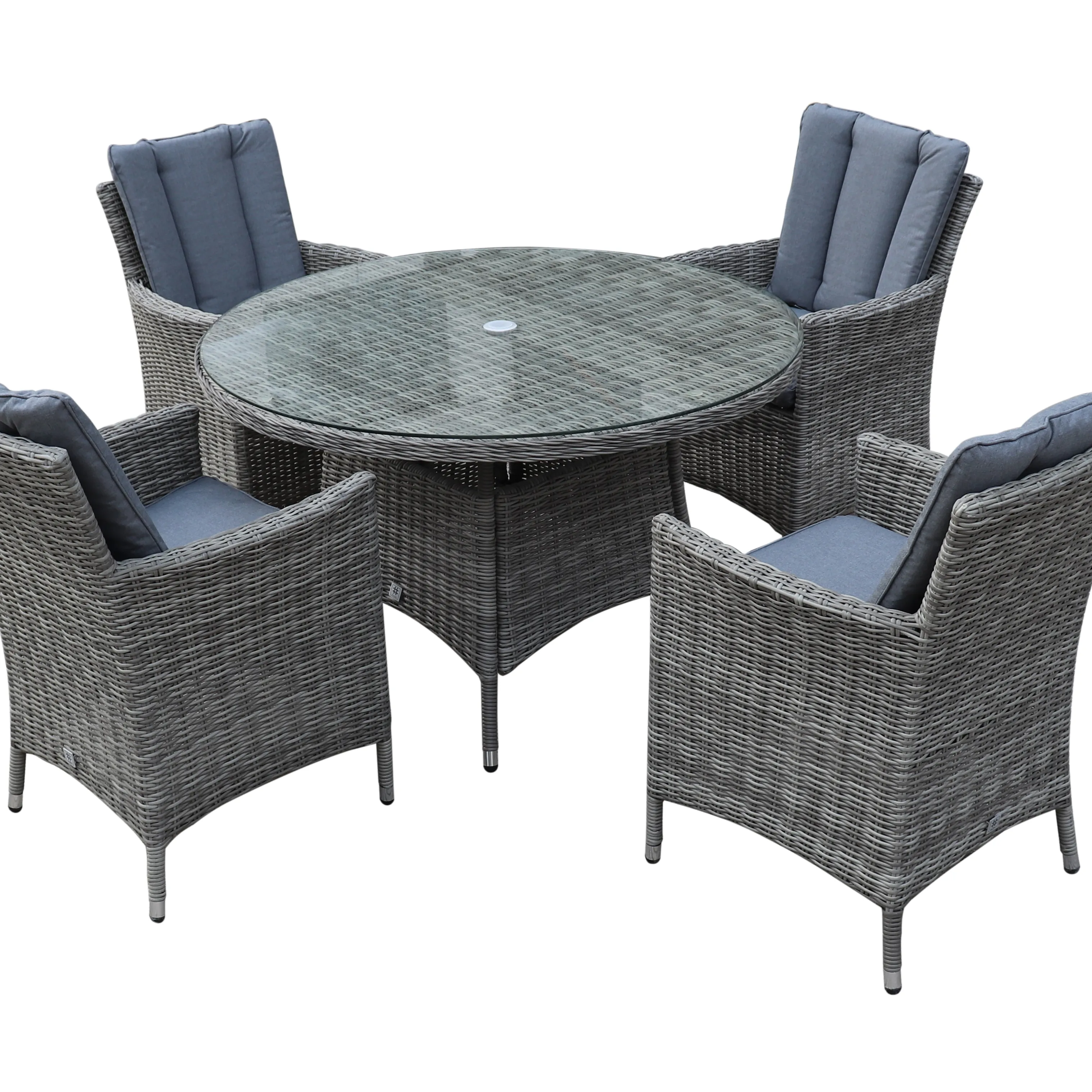 Vente en gros d'une table à manger ronde de jardin avec 4 fauteuils Mobilier d'extérieur chinois en rotin et osier pour patio