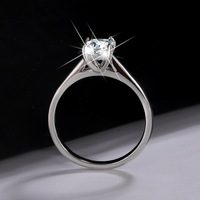 Bague en argent 925 avec moissanite 1 carat couleur D, style classique T-Brand à quatre griffes taille émeraude, certifiée GRA, pour femme, anniversaire
