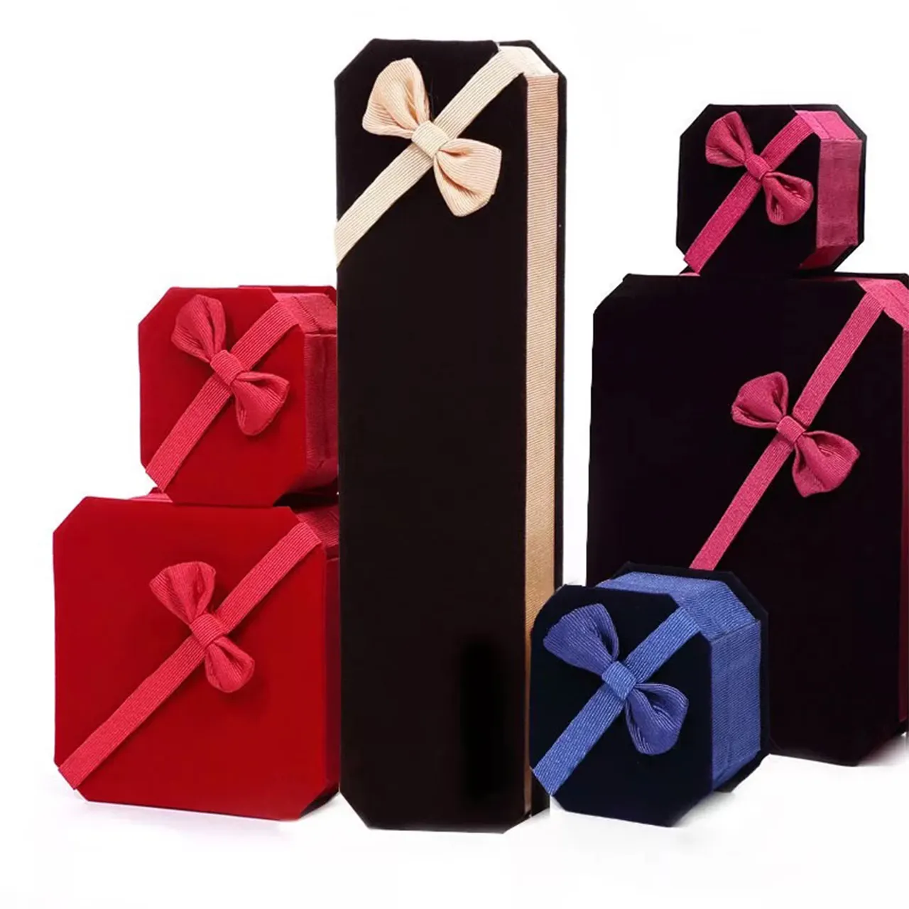 Изготовленные на заказ Мини-Роскошные Персонализированные бархатные светодиодные Ювелирные изделия Подарочные кольца упаковочные коробки с бантом логотип изготовлены из качественной бумаги