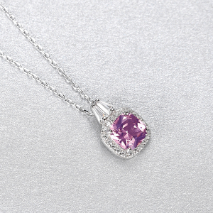 CZCITY Sterling <strong>Silver</strong> Women <strong>Initial</strong> Jewelry <strong>Necklace</strong> Sterling <strong>Silver</strong> Classic Women Pink Pendant - Product Image 5