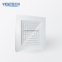 Diffuseur carré de plafond d'alimentation 595x595mm Diffuseur d'air de retour à 4 voies Diffuseur en aluminium avec amortisseur en option