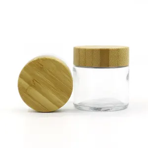 Eco-friendly Bamboo Lid Glass Containers With Silicone Ring for Honey Modern Decorative Small Condiment Container Sugar Jar