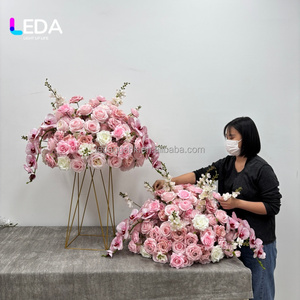 LEDA Valentine's Day Handmade Soft 60cm Pink <b>Artificial</b> <b>Flower</b> Ball Rose Wedding Centerpiece for Events Decor - Product Image 4