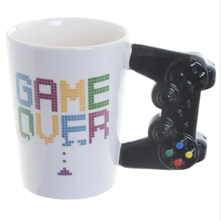 Wholesale Hot Cartoon Custom 3d Ceramic Mug Creative Travel Ceramic Coffee Weird Mug with Game Pad Handle