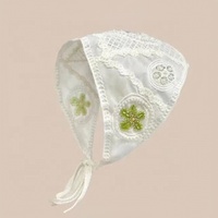Jilbab Segitiga Gaya Korea Bordir Mutiara 3D Motif Bunga Rajut untuk Wanita, Kerudung Ikat Belakang yang Dapat Disesuaikan, Hiasan Rambut