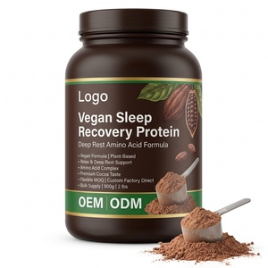 Poudre <span class=keywords><strong>de</strong></span> sommeil végétalienne ODM, formule aux acides aminés pour un repos profond et relaxant, goût cacao premium, pour adultes, MOQ flexible, vente en gros directe usine, personnalisable - Product Image 1