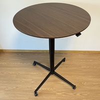 Bureau rond moderne pour le bureau à domicile avec table d'appoint pour canapé, roulettes, base pneumatique réglable en hauteur, pieds en aluminium, plateau en MDF