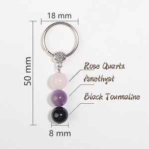 Porte-clés personnalisé fait main en pierres précieuses naturelles, agate, améthyste, œil de tigre, cristal de guérison, bijou d'amitié, cadeau - Product Image 5