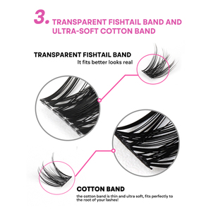 개인 라벨 DIY 속눈썹 연장 C D 천연 긴 한국어 PBT 실크 0.07MM 초 미세 밴드 클러스터 속눈썹 연장 키트 사전 절단 - Product Image 4