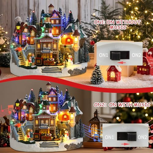 Estación de Tren Navideña Animada Coleccionable con 8 Músicas y Luces LED - Decoración Festiva Pintada a Mano para Mesa, Venta al por Mayor - Product Image 5