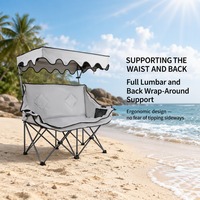 Chaise de camping moderne avec auvent et double siège pliable pour le camping, la plage, le jardin, la terrasse, le parc, les voyages, la pêche, le salon