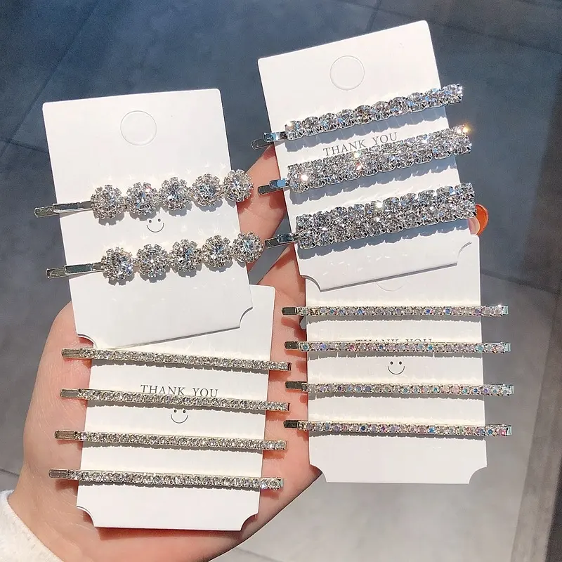 Koreaanse Bloem Haarspeldjes Bobby Pins Hair Clips Accessoires Set Bling Grote Diamant Kristal Strass Haar Pin Voor Party Wedding