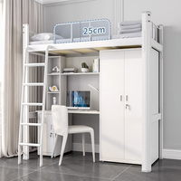 Multifunktionales Stahl-Etagenbett mit Oberbett und Untertisch Apartment-Etagenbett mit Kleiderschrank Studenten-Wohnheimbett