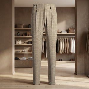 Pantalon homme décontracté en coton plissé à taille basse, coupe droite, longueur cheville, motif floral, tissé froissé, collection automne - Product Image 4