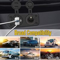 Enchufe USB Doble de 12V/24V para Montaje en Panel con Voltímetro LED e Interruptor Táctil para Auto y Barco