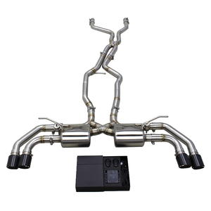 Système d'échappement BSK avec silencieux à valve pour <span class=keywords><strong>PORSCHE</strong></span> <span class=keywords><strong>Cayenne</strong></span> 958 V8 4.8 2010-2016, son actif, tube en X, SUS304, avec commande - Product Image 1