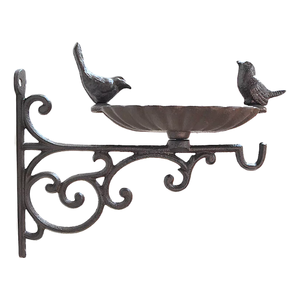 Antique Fonte Plante Fleur Cintre Oiseau Bain Mangeoire Bassin Fonte Crochet Mural Support Oiseaux Statue <span class=keywords><strong>Jardin</strong></span> Décor - Product Image 1