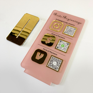 Tischplatte Logo Zeichen Spiegel Qr Code Zeichen Stand Plaque Zeichen Laser Niedlich Social Media Business Acryl 10 Karton Indoor Violet Logo - Product Image 3