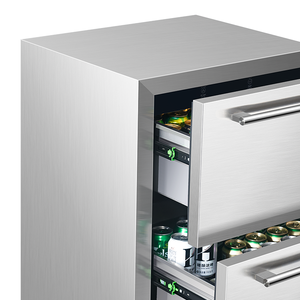 Réfrigérateur encastrable en acier inoxydable 145L pour boissons et vins, bar à glace, stockage domestique, 2 tiroirs, intérieur, étanche - Product Image 4