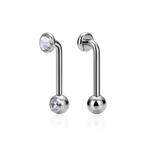 <span class=keywords><strong>Piercing</strong></span> all'<span class=keywords><strong>Ombelico</strong></span> in Titanio G23 Premium ASTM F-136, Stile Punk Placcato <span class=keywords><strong>Argento</strong></span> con Zirconi, Gioiello per il Corpo - Product Image 1