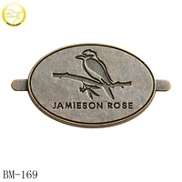 Etiquetas de Metal con Nombre Personalizadas, Etiquetas Ovaladas con Logotipo de Marca, Placas de Identificación de Metal para Zapatos/Ropa/Sombreros/Cuero