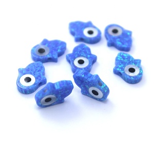 Nuovo arrivo <span class=keywords><strong>blu</strong></span> sintetico <span class=keywords><strong>opale</strong></span> Hamsa <span class=keywords><strong>pietra</strong></span> con occhio Mop per collana - Product Image 2