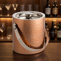 Seau à glace en cuivre martelé écologique de 3 litres, outil de bar durable en acier inoxydable pour la maison et les événements