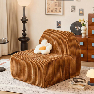 Sofá individual de tela de pana comprimida, diseño nórdico, sillón puf portátil, cómodo, de espuma, para dormitorio - Product Image 2