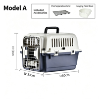 Cage de transport pour animaux de compagnie en plastique simple, respirante et détachable avec cadre en fer, boîte de transport aérien pour petits chats, plateau en plastique inclus