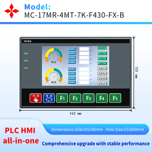 4.3นิ้ว HMI PLC All-in-one พร้อมกุญแจ FX1S <span class=keywords><strong>FX2N</strong></span> ในตัว2แกนพัลส์100กิโลเฮิร์ตซ์อะนาล็อก AD da 0-10V และการควบคุมอุณหภูมิ - Product Image 1