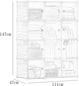 BRICOLAGE Portable Garde-Robe Placard Modulaire Organisateur De Stockage Peu Encombrant Armoire Profonde Cube - Product Image 6