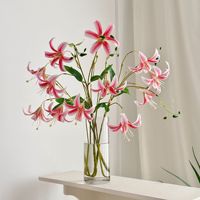 4 Köpfe 3D Realistische Künstliche Gloriosa Lilie Blumenstiel Heim Hochzeit Blumendekoration Großhandel
