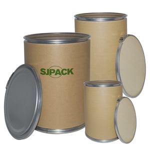 Boîtes en papier kraft de grande taille, fûts en papier avec couvercle et base métalliques, emballage logistique - Product Image 1