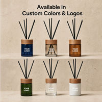 Ensemble de diffuseurs à bâtonnets en verre cylindrique dégradé fumé de 200 ml, flacon rond d'aromathérapie avec bouchon en bois, logo personnalisé