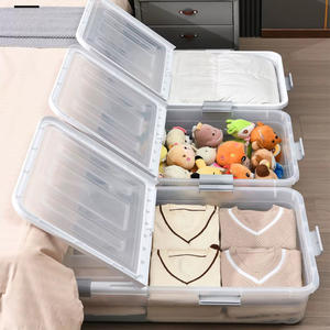PP nhựa dưới GiườNg Lưu trữ container <span class=keywords><strong>underbed</strong></span> lưu trữ với bánh xe lớn dưới ngăn kéo giường cho quần áo chăn - Product Image 2