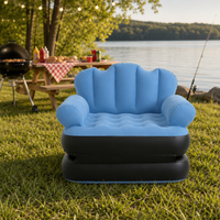 Fauteuil gonflable 2 en 1 convertible en matelas pneumatique avec accoudoirs, en PVC floqué, pour intérieur et extérieur