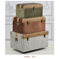 Boîtes décoratives de coffre de rangement en bois recouvert de cuir et de velours pour le rangement et l'organisation à domicile