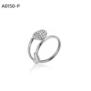 Amy Amy – bague à la mode en acier inoxydable avec strass en forme de cœur, bague Cocktail pour femmes, cadeau, usage quotidien, Style Glam A0150 - Product Image 1